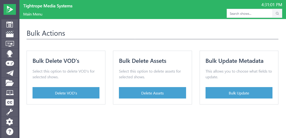 Bulk Actions Configuration